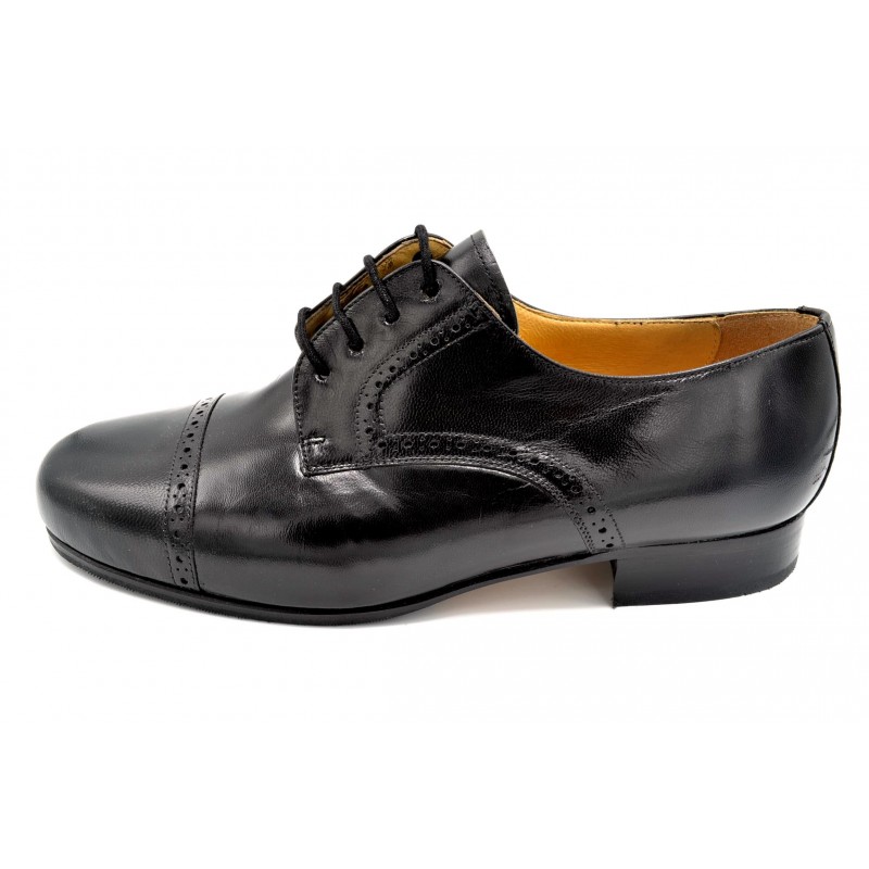 Paco Cantos 153 Negro - Zapato de vestir con suela de cuero