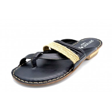 Porronet 5400 Negro | Sandalia plana de piel