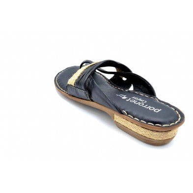 Porronet 5400 Negro | Sandalia plana de piel