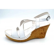 Porronet 5230 Blanco | Sandalia de piel con cuña