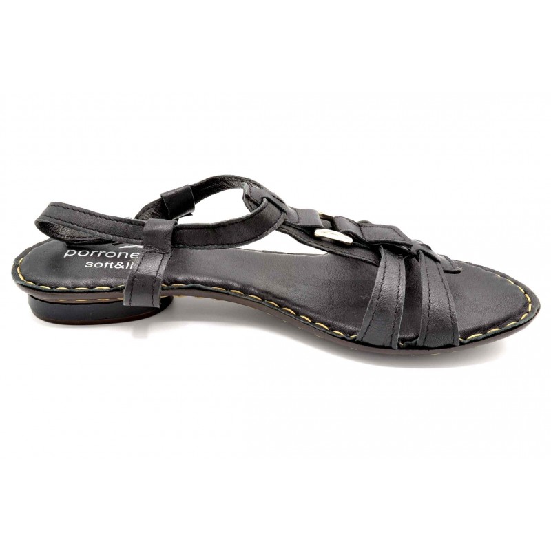 Porronet 0814 Negro | Sandalia de piel