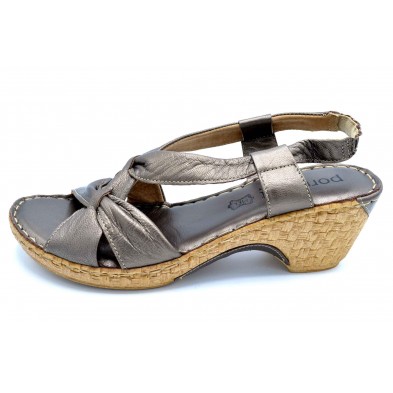 Porronet 5281 Bronce | Sandalia de piel con tacón